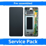LCD ekranas suderinamas su Samsung G973 S10 su rėmeliu / Prism Green / (I&scaron; anksto surinktas Service Pack)
