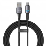 Kaabel LED-indikaatoriga, USB A &ndash; Type C, VEGER PD 3A 66W, AC1-ZSD, 1,2 m, must