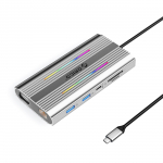 Orico XCR 12-&uuml;hes RGB USB-C dokkimisjaam 3x USB-A USB-C PD 100W HDMI 4K VGA RJ45 Gigabit SD ja microSD kaardilugeja - h&otilde;bedane