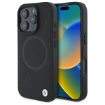 BMW Sign Leather Half Textured And Circle MagSafe &uuml;mbris jaoks iPhone 16 Pro Max - must