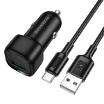 Borofone autolaadija BZ34 Cloud - USB - QC 3.0 18W koos USB C-t&uuml;&uuml;pi kaabliga must