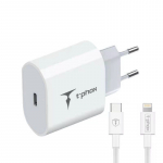 SEINALAADIJA T-PHOX ISPEED 20W USB-C/LIGHTNING KAABEL VALGE