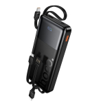Hoco J156 akupank sisseehitatud USB-A-, USB-C-, Lightning- ja Micro USB kaablitega, 10000 mAh, QC, PD, 2 A, 22,5 W, must