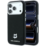 KARL LAGERFELD &uuml;mbris mudelile IPHONE 18 Pro Max/ 17 Pro Max &uuml;hildub MagSafe'iga (Grained Choupette Head Metal) (v&auml;rv: must)