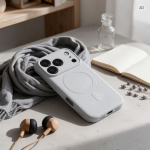 Case for iPhone 18 Pro / 17 Pro Silicone Mag Cover compatible with MagSafe (camera protection) silver