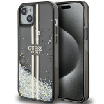 Guess Liquid Glitter kuldne Stripes &uuml;mbris jaoks iPhone 15 Plus / 14 Plus - must