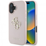 Guess Grained Big 4G Logo Small Classic Logo &uuml;mbris jaoks iPhone 16 - roosa