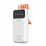 Dudao mahukas energiapank 3 sisseehitatud kaabliga 20000mAh USB Type C + micro USB + Lightning valge (Dudao K6Pro +)