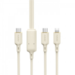 Dudao L7SF 2in1 kaabel USB-C - USB-C / Lightning 100W 1.2m - beige