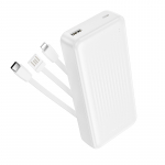 Borofone BJ79A Clever akupank 20000mAh USB koos Type-C ja Lightning kaablitega valge