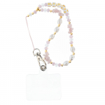 HAPPY telefono dirželis, pakabukas / virvelės ilgis 44 cm (22 cm kilpoje) / ant rankos &ndash; &scaron;viesiai rožinis