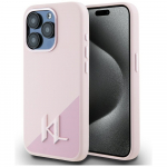 Karl Lagerfeld Silicone Shadow Metal Initial MagSafe &Uuml;mbris jaoks iPhone 15 Pro Max roosa