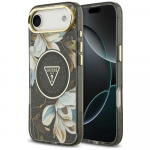 GUESS &uuml;mbris jaoks IPHONE 17 Air compatible with MagSafe GUHMP17MHFLPEDK (IML Metal Glitter Flowers Triangle) must