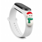 Rihm Xmas Xiaomi Mi Band 3 / 4 j&otilde;uludeks Silikoonist rihmaga k&auml;ev&otilde;ru koos lumemehega - valge