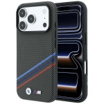 BMW M Quadrille Kevlar Print Tricolor Lines & Metal Logo MagSafe &uuml;mbris iPhone 18 Pro Max / 17 Pro Max &ndash; tumehall