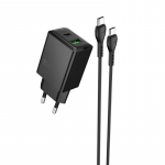 Laadija Hoco N71 30W GaN USB-C/USB-A + USB-C to USB-C kaabel 1.0m must