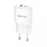 Forever TC-01-20AC PD QC laadija 1x USB-C 1x USB 20W valge