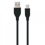 Silikoninis kabelis USB Type-A - Type-C (juodas, 1m)
