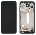 Ekranas Samsung A528 A52S 2021 su lietimui jautriu stikliuku ir rėmeliu Awesome Black OLED (real size)