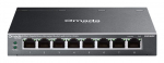 TP-Link Omada ES208GP tinklo komutatorius Valdomas L2 Gigabit Ethernet (10/100/1000) Maitinimas per Eternetą (PoE) DIN rail Juoda