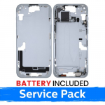 Ekrano rėmas / Vidinis korpusas skirtas Apple iPhone 15 Plus korpusas + baterija / Blue / (Service Pack)