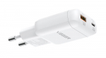 USB-A ja Type-C-liidesega telefonilaadija (PD 45 W) + andmesidekaabel Type-C&ndash;C (100 W) VEGER TR121, valge