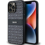 DKNY Leather Mono Stripe & Metal Logo &uuml;mbris jaoks iPhone 14 Pro Max - must