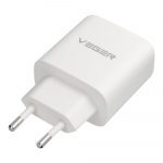 Mobiililaadija VEGER USB-A + Type-C PD QC3.0 3,25 A 65 W + kaabel USB-C&ndash;USB-C TR67, valge