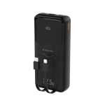 Wozinsky WFC-15B 20000mAh 22.5W akupank, PD20W, sisseehitatud Lightning- ja USB-C-kaablitega, must