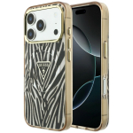 Guess IML Zebra Glitter Triangle Logo MagSafe &uuml;mbris mudelile iPhone 17 Pro / 18 Pro &ndash; v&auml;rv: kuldne