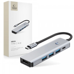Tech-Protect HB01 HUB Adapter 5in1 USB-C + USB3.0 + HDMI 4K 60Hz + PD100W - hall