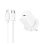 Joyroom JR-TCF20 PD 20W Wall Laadija (UK Plug) with 1m USB-C Kaabel - valge