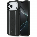 Mercedes Leather Star Pattern Stripes MagSafe &Uuml;mbris jaoks iPhone 17 Pro Max - Must