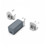 Energizer Ultimate A65MU GaN reisilaadija EU / UK / US pistikutega, USB-C + USB-A, 65 W PD, h&otilde;bedane