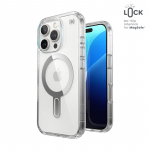 Speck Presidio Perfect-Clear ClickLock & MagSafe &uuml;mbris seadmele iPhone 16 Pro, Clear / Chrome Finish / Serene Silver v&auml;rvitoonis
