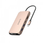Orico XCR 12-&uuml;hes USB-C dokkimisjaam 2x USB-A 3.1 1x USB-A 2.0 1x USB-C PD 100W 1x USB-C 3.1 2x HDMI 2.0 4K 60Hz 1x VGA 1080p 1x SD 3.0 1x microSD 3.0 1x RJ45 Gigabit Ethernet 1x audio CTIA 3.5 mm - roosa kuld