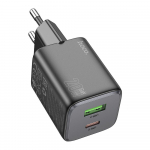 Įkroviklis telefonui Hoco USB A + USB C QC3.0 PD 3A 20W N41 juodas