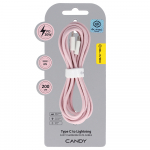 Blavec Kaabel Candy braided - Type C to Lightning - PD 20W 2,4A 2 metres Apple CarPlay (CCA-CL24P20) roosa