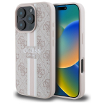 Guess 4G Printed Stripes MagSafe &Uuml;mbris jaoks iPhone 16 Pro Max - Roosa