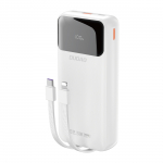 Dudao K15Pro Power Bank 20000mAh 22.5W PD USB-C / USB-A / Sisseehitatud Lightning ja USB-C kaablid - valge