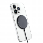 Crong MagSpot alumiiniumist 15 W magnetiline juhtmevaba laadija, MagSafe'iga &uuml;hilduv, grafiithall