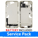 Ekrano rėmas / Vidinis korpusas skirtas Apple iPhone 15 Plus korpusas + baterija / Yellow / (Service Pack)