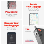 KEYSMART SmartLock; TSA heakskiidetud Find My lukk, must