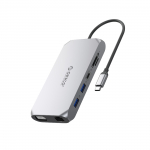 Orico XCR 12-&uuml;hes USB-C dokkimisjaam 2x USB-A 3.1 1x USB-A 2.0 1x USB-C PD 100W 1x USB-C 3.1 2x HDMI 2.0 4K 60Hz 1x VGA 1080p 1x SD 3.0 1x microSD 3.0 1x RJ45 Gigabit Ethernet 1x audio CTIA 3.5 mm - hall