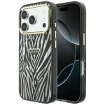 Guess IML Zebra Glitter Triangle Logo MagSafe &uuml;mbris mudelile iPhone 18 Pro / 17 Pro &ndash; v&auml;rv: h&otilde;bedane