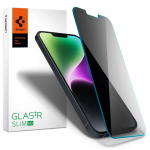 Spigen Glas.tR Slim Privacy karastatud klaas iPhone 13 / 13 Pro / 14 / 16e jaoks