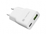 NATEC RIBERA GAN SLIM TINKLO ĮKROVIKLIS 1&times; USB-A + 1&times; USB-C 20W BALTAS