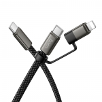 Lapik kaabel USB C kuni USB C/iP 2in1 Hoco 3A 60W 1 m X125 must