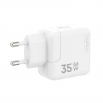 Seinalaadija MX BURST GaN PD 35W, 2xUSB-C + C/Lightning PD kaabel 20W valge