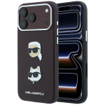 Bordoopunane Saffiano tekstuuriga Karl Lagerfeldi &uuml;mbris Karli ja Choupette'i pea embleemide ning logoga iPhone 18 Pro / 17 Pro telefonile